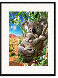 Gerahmter Kunstdruck Koala und Junges