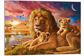 Quadro em plexi-alumínio Lion Sunrise