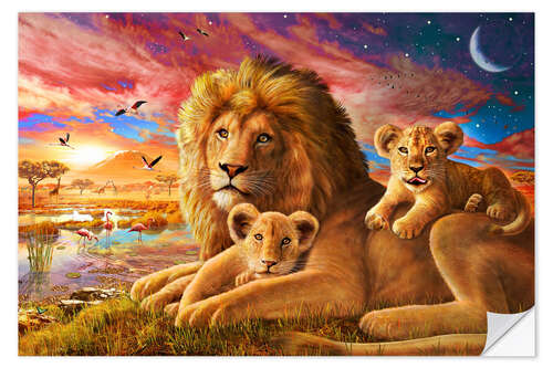 Wall sticker Lion Sunrise