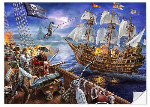 Wandsticker Blackbeard greift an