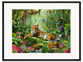 Gerahmter Kunstdruck Tiger im Dschungel