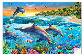 Selvklebende plakat Dolphin bay