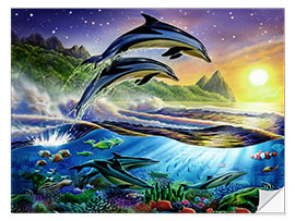 Selvklæbende plakat Atlantic dolphins