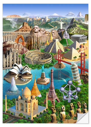 Selvklebende plakat Wonders Of The World