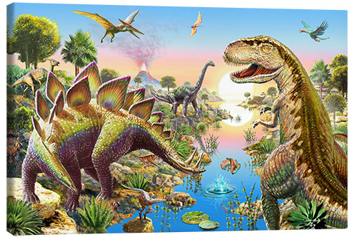 Leinwandbild Dinosaurier Fluss