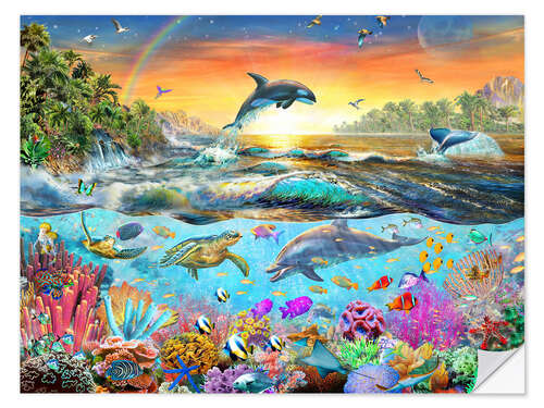 Selvklebende plakat Tropical Paradise