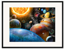 Gerahmter Kunstdruck Planeten und ihre Monde
