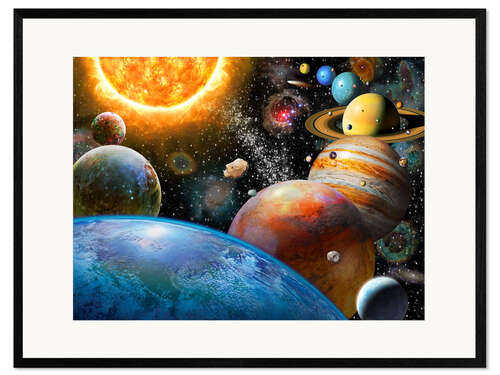 Framed art print Planets and Their Moons