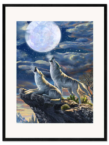 Impresión de arte enmarcada Midnight Wolves