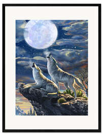Kehystetty taidepainatus Midnight Wolves
