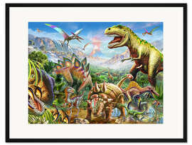 Gerahmter Kunstdruck Welt der Dinosaurier