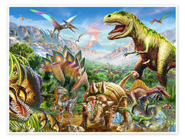 Póster  Grupo de dinosaurios - Adrian Chesterman
