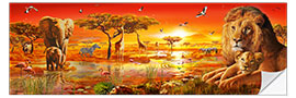 Sticker mural Coucher de soleil dans la savane