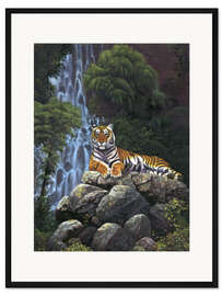 Gerahmter Kunstdruck Tiger Wasserfall