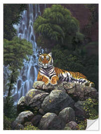 Wandsticker Tiger Wasserfall