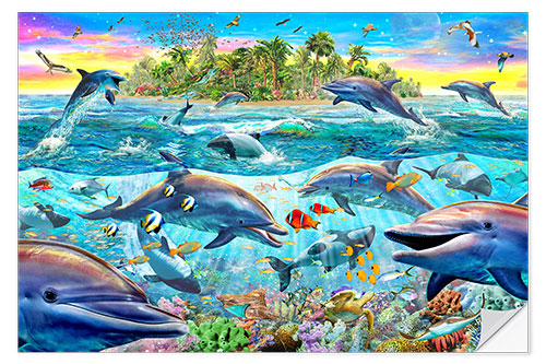 Selvklebende plakat Dolphin Reef