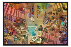 Gerahmter Kunstdruck Bibliothek des Geistes