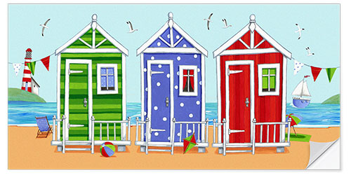 Självhäftande poster Colorful beach huts