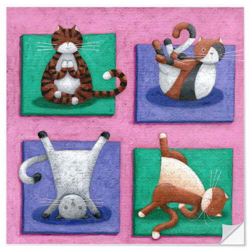 Sticker mural Yoga pour chats