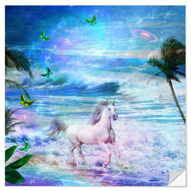 Sticker mural Cheval en bord de mer