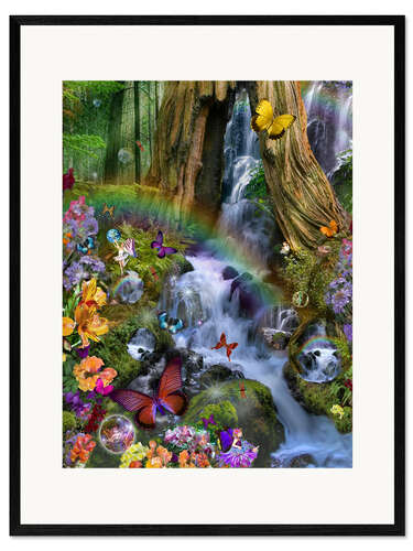 Ingelijste kunstdruk Woodland Forest Fairyland