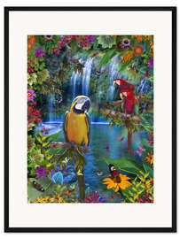 Gerahmter Kunstdruck Tropisches Paradies der Papagaien