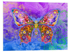 Foam board print Blue Butterfly Floral