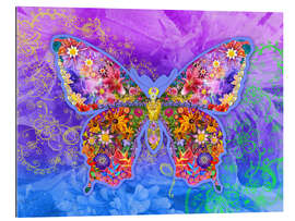 Tableau en plexi-alu Blue Butterfly Floral