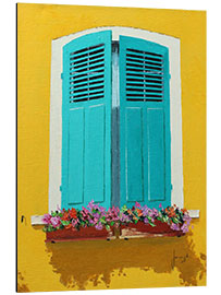 Stampa su alluminio Blue Shutters &amp; Flowerbox