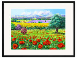 Gerahmter Kunstdruck Wiese auf dem Land