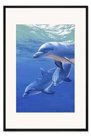 Gerahmter Kunstdruck Fröhliche Delfine