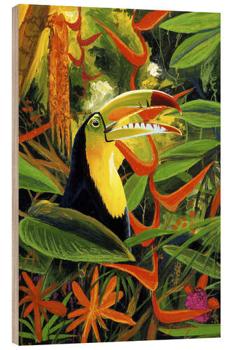 Wood print Toucan colours