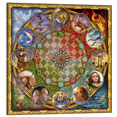 Tableau en verre acrylique Mandala zodiaque