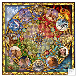 Selvklebende plakat Zodiac Mandala