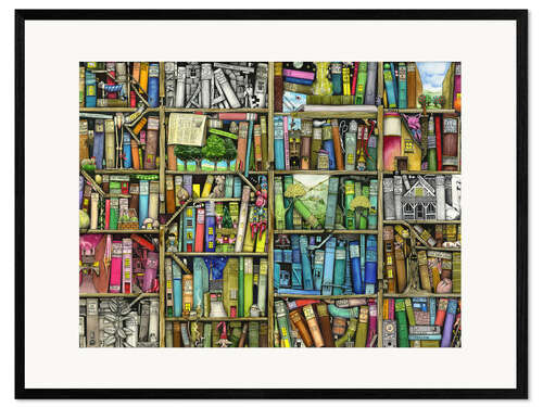 Impression artistique encadrée Étagères pleines de livres