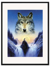 Gerahmter Kunstdruck Der einsame Wolf