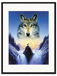 Kehystetty taidepainatus Cosmic wolf