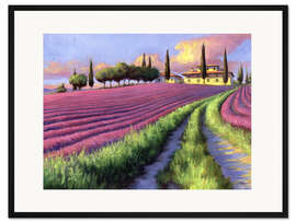 Gerahmter Kunstdruck Der Himmel über dem Lavendelfeld