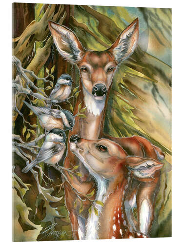 Akryylilasitaulu Deers and birds
