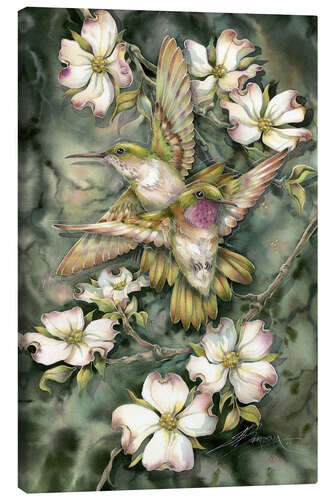 Canvas-taulu Hummingbirds and flowers