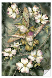 Sticker mural Colibris et fleurs