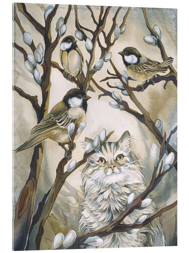 Acrylglas print Cat and birds