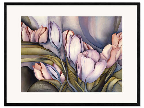 Ingelijste kunstdruk River of tulips