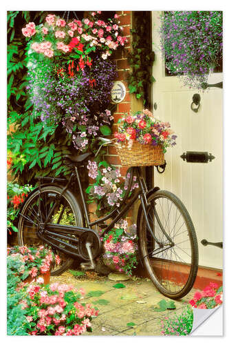 Wandsticker Fahrrad mit Blumen