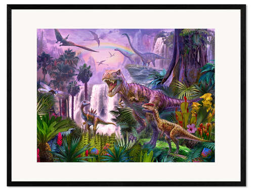 Framed art print Dinos in the Jungle