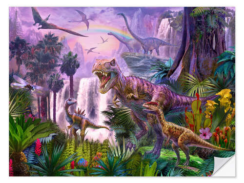 Självhäftande poster Dinos in the jungle