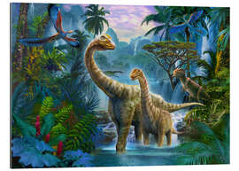 Gallery print Dinos bathe at the waterfall