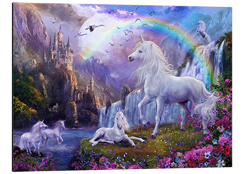 Aluminium print Mystic unicorn castle