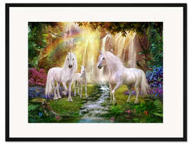 Gerahmter Kunstdruck Die Lichtung der Einhörner