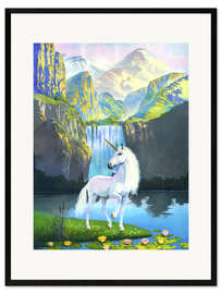 Framed art print White horse waterfall